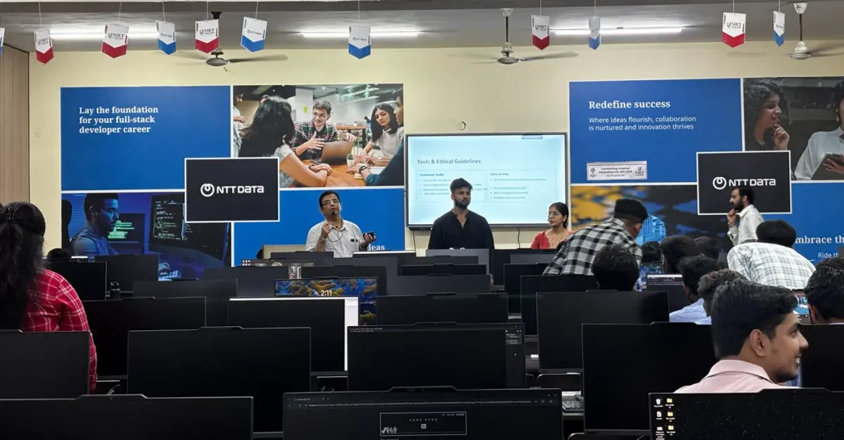 Students at competition workstations